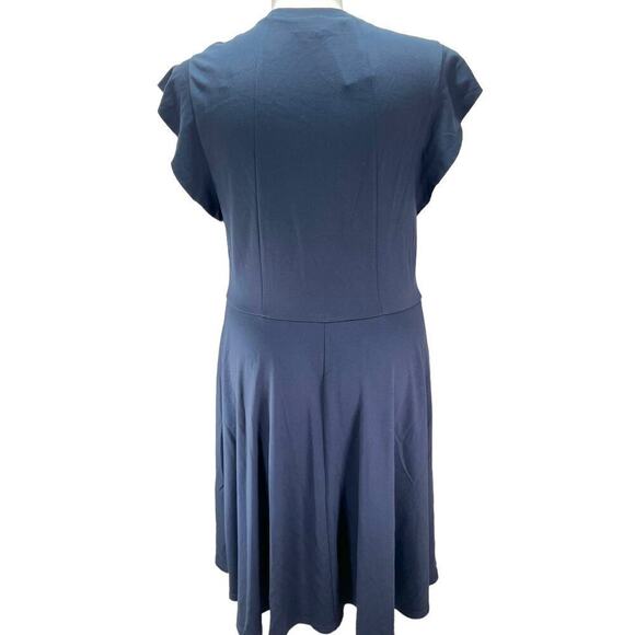 City Chic Aubree Frill Shoulder Fit & Flare Dress Navy Womens Plus Size 16 NWT - Picture 4 of 9